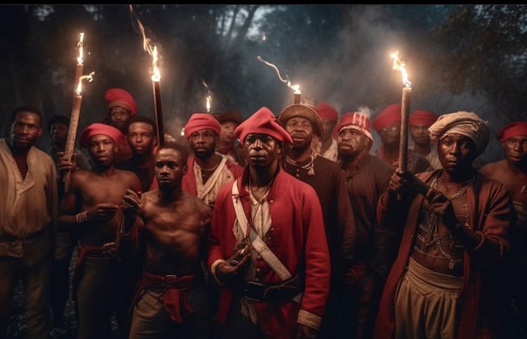 haytiens's tweet photo. Cérémonie du Bois Caïman, avant la révolution. 🇭🇹🔥

📸 : crédit | IG vodou.renaissance / @bayakou_ / IA https://t.co/TJXNONVlNO