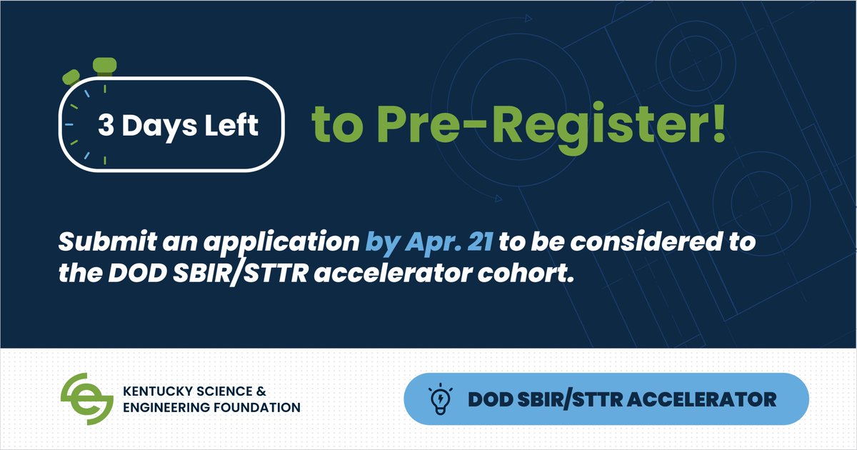 KSEF_Team's tweet photo. KSEF is counting down the hours until the DOD 23.2 BAA SBIR/STTR topics pre-release tomorrow. Register by Friday to get an expert set of eyes on these topics with your company's capabilities in mind! https://t.co/pp2eiEomru https://t.co/cfV5JgEzHM