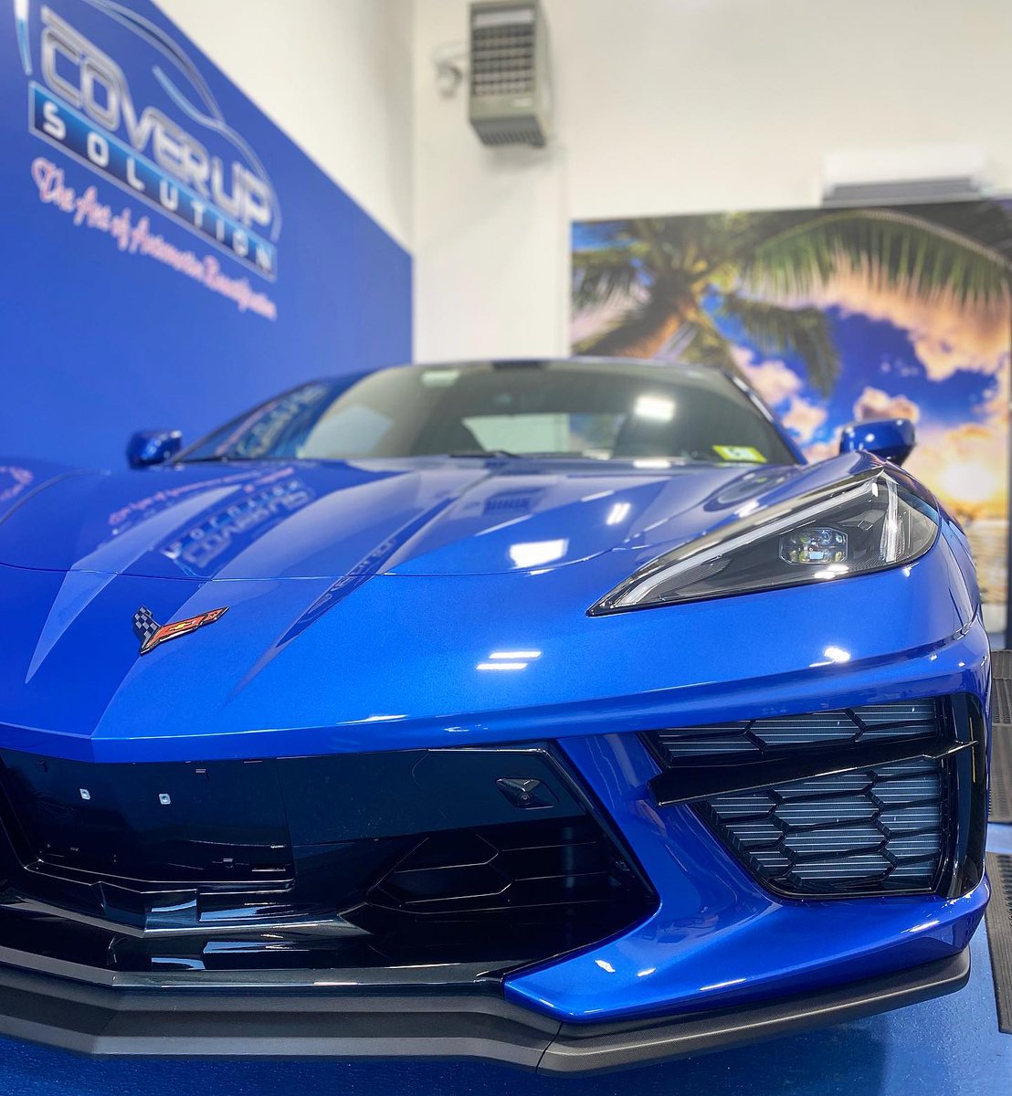 SolutionCover's tweet photo. Blue Bye You! 🌬️

What a stunning blue Corvette C8! 😍 This car recently stopped in to get industry leading xpel paint protection film combines with ceramic paint coating.

This combination along with our signature installation techniques gives you the best protection you will... https://t.co/FJ8CcHsPyd
