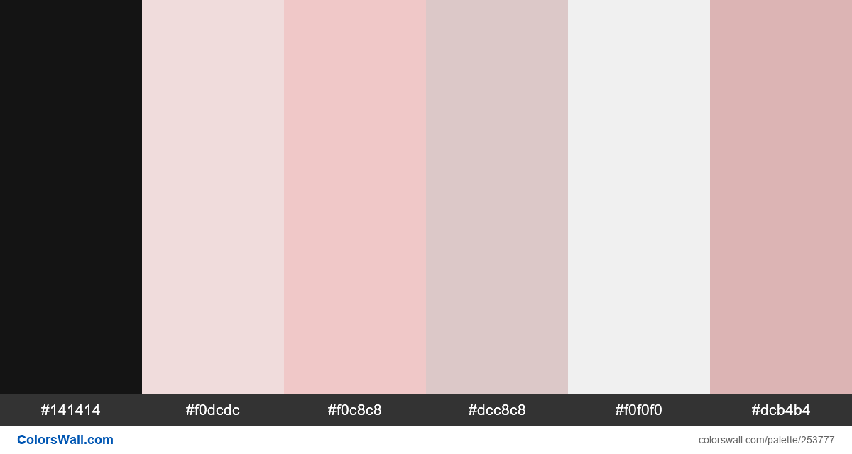 colorswall's tweet image. Mobile ueno characters 3d colors palette #141414, #f0dcdc, #f0c8c8, #dcc8c8, #f0f0f0, #dcb4b4 #colors #palette colorswall.com/palette/253777