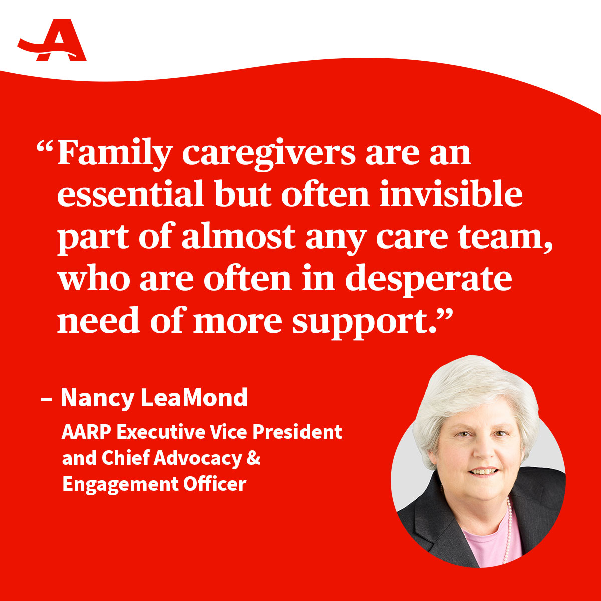 AARP's tweet image. Family caregivers are the backbone of our long-term care system, and they are in desperate need of more support. We applaud today’s Executive Order recognizing the need to make family caregivers a national priority. 

Full statement from @NancyLeaMond: spr.ly/6016OONhm