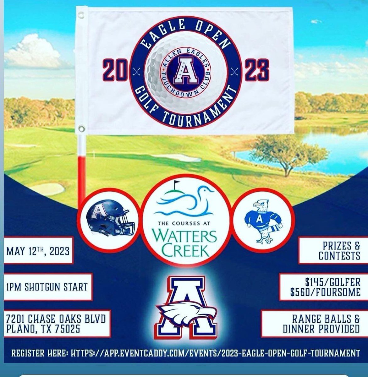 alleneaglesfb's tweet photo. ⛳️Time to tee off with the TDC! ⛳️ Range Balls/ Fun Games/ Silent Auction/ Giveaways/Dinner and more!

https://t.co/6ztLke9CdT

#TDCEagleOpen
#Texasfootball
#Charityfundraiser 
#Golf https://t.co/Thv2LFh3i4