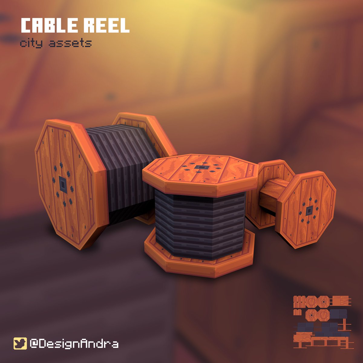 DesignAndra's tweet image. #Day13
Cable Reel ✅
#Blockbench #minecraft #pixelart #lowpoly #voxel #minecraftmarketplace #gamedesign #leveldesign #gamedev #indiedev #indiegame #graphic #props #bucketofcarb