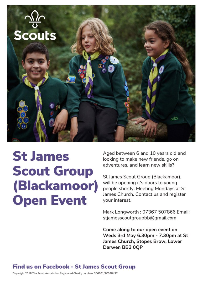 Our newest Scout Group are holding an Open Event on Wed 3rd May between 6:30pm and 7:30pm. See below for more information