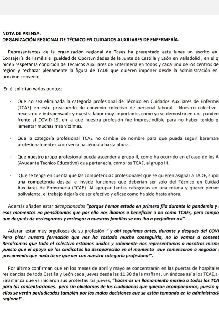 no_tdae's tweet photo. @PSOE_CyL 
@SoriaYA_CCCyL 
@_PabloFdez_ 
@FranciscoIgea 

El colectivo TCAE insta a los parlamentarios a que pregunten al consejero por el preacuerdo de gerencia de servicios sociales y sindicatos.

#movilizaciontcaecyl https://t.co/XyrN76t59f