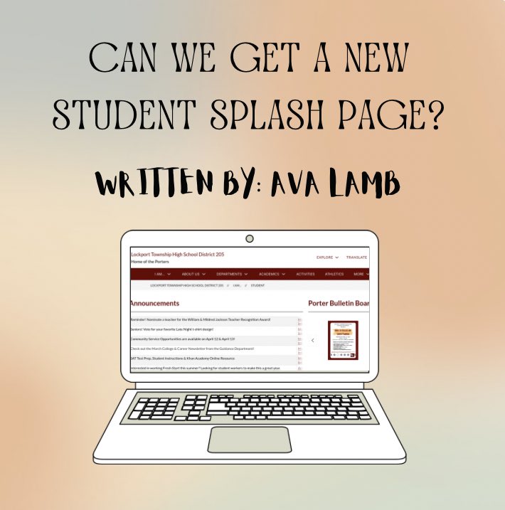LTHSPorterPress's tweet photo. Do you think we need a new splash page? Read Ava’s article about it! https://t.co/hafUhB5Nuf