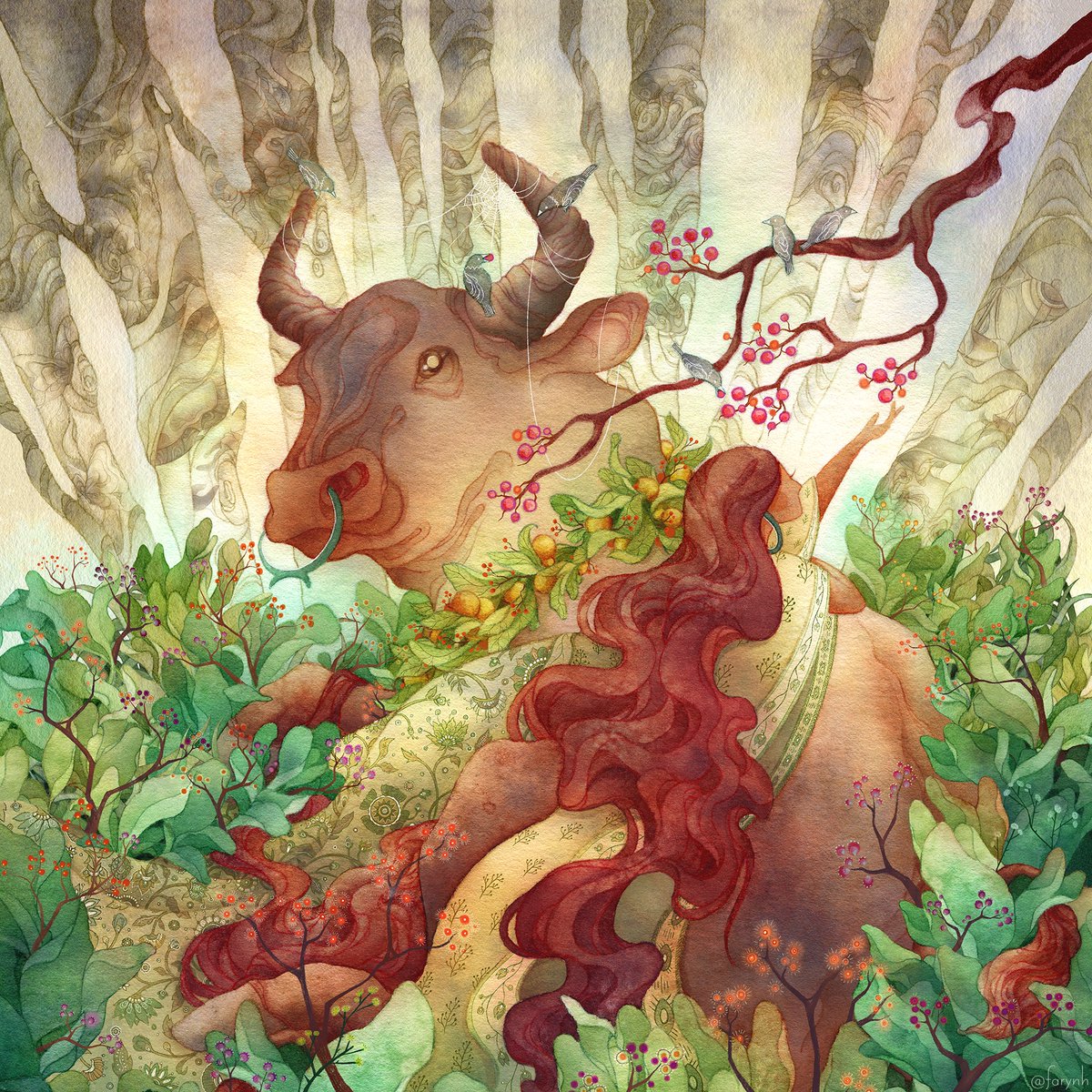 Taurus 🍒♉️🌿my cover for Llewellyn’s 2024 Astrological Calendar
