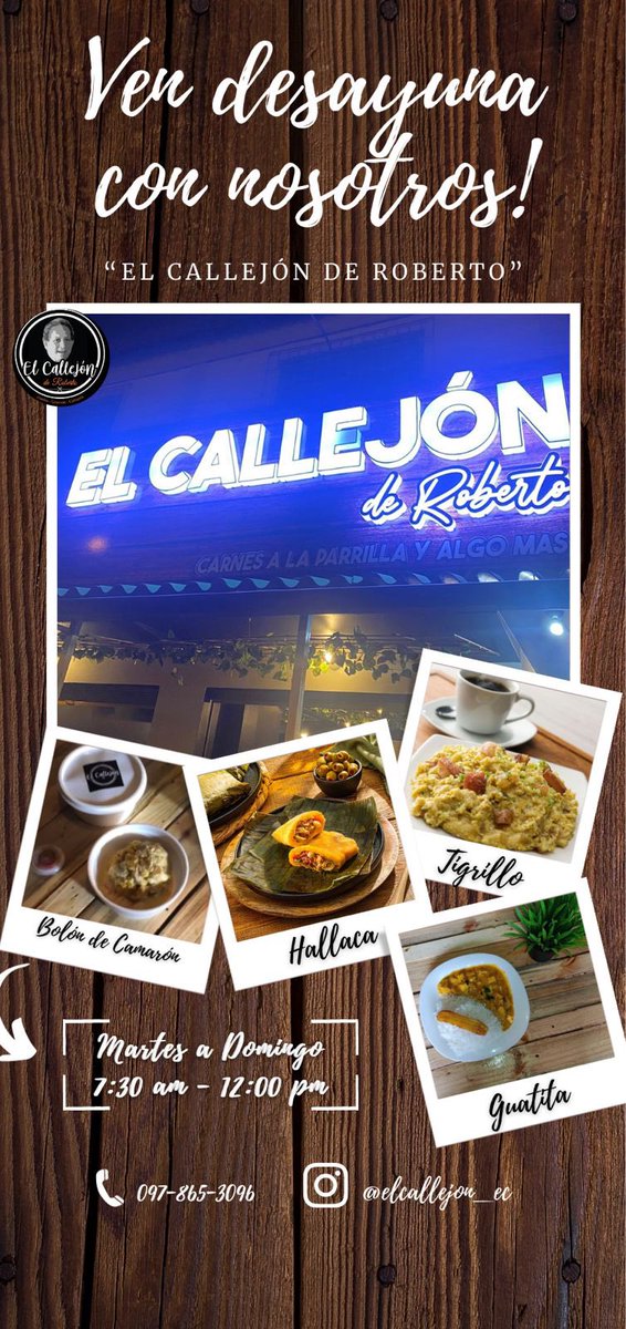 robertoonar's tweet photo. Ahora podrás disfrutar de los Desayunos de @elcallejon_ec 😃 
Te esperamos de martes a domingo 🍽️

Estamos en Guayacanes 100 mtrs antes de la Gasolinera Terpel ⛽️ 
🤤
#ElCallejón
#NuestraSazónMarcaLaDiferencia 
#LosMejores
#TeEsperamos 
#Bolones 
#Tigrillo
#Hallacas https://t.co/CWKkpWdnHp