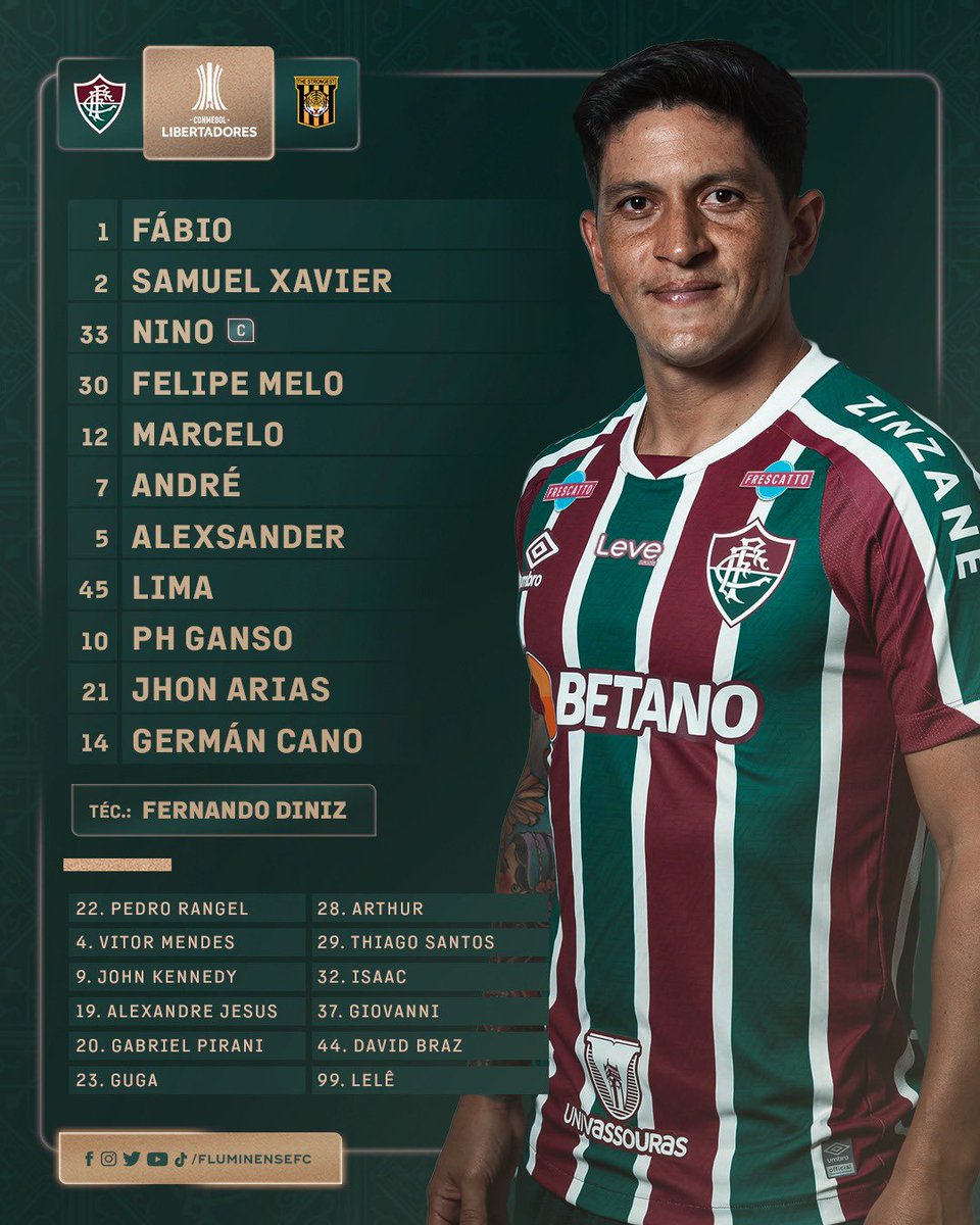 O #TimeDeGuerreiros está escalado para a partida contra o The Strongest-BOL, pela <a href="/LibertadoresBR/">CONMEBOL Libertadores</a>! VAMOS, FLUZÃO!