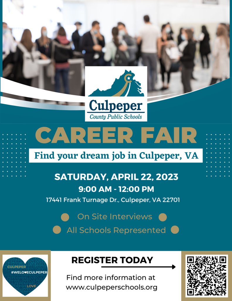 culpeperschools's tweet image. Find your dream job in Culpeper! Register to attend our April 22 Career Fair THIS SATURDAY!
culpeperschools.org/article/939341
@hr4CCPS