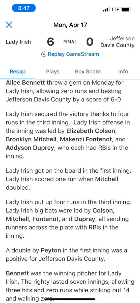 AlleeB11's tweet photo. DISTRICT CHAMPS!! i’m super proud of us!! I had 14 strikeouts and 0 walks against Jefferson Davis. @SBRRetweets @ncsa @SoftballRecruit @CoastRecruits @QrRecruiter @SoftballDown https://t.co/o29XPXZdJg