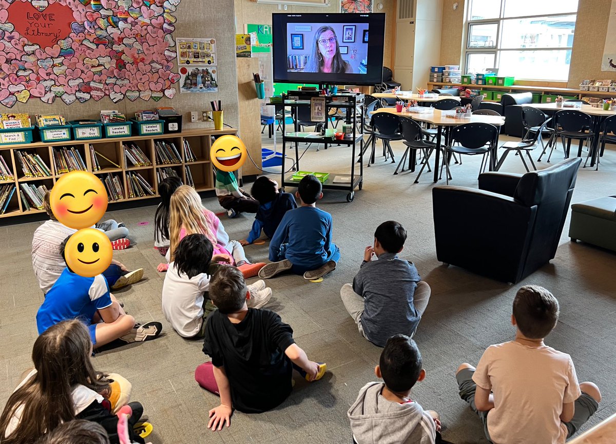 Mrs__MacDonald's tweet photo. Thank you @meganefreeman for a fantastic @ssbooks36 live author visit! Students at Katzie were ecstatic to have their questions answered live by you! Just like it did for you, an author’s journey so often begins in Elementary school 📝❤️#LetThemWrite #sd36learn #sd36tl #ssboy https://t.co/a2c3wsORKa
