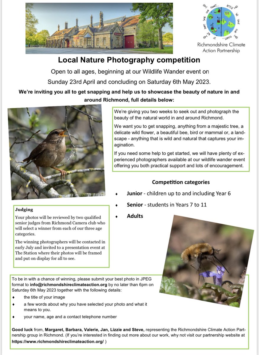 Why not have fun and support the Richmondshire Climate Action Partnership this weekend?
@nyedvisits <a href="/OPAL_CIC/">Outdoor Play and Learning (OPAL) CIC</a> <a href="/SwaleAlliance/">Swaledale Alliance</a> <a href="/jan_linsley/">Jan Linsley 🇪🇺🎺🎭</a> <a href="/richmondmeth/">richmond methodist</a>