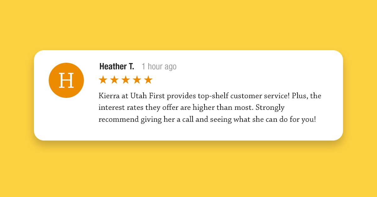 Utah_First's tweet image. Thank you for sharing, Heather! We strive to offer our members the best interest rates possible and provide customer service that reflects the high standard they deserve.