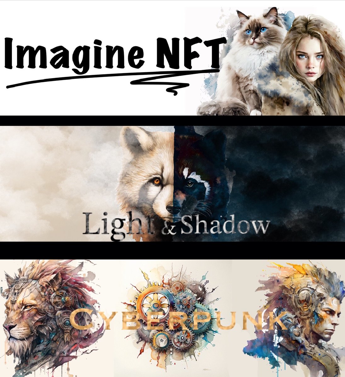 GM☀️

【Imagine NFT】はコレクション内に数種類のシリーズが存在し、それらすべてを含む１０００種類となります😀
シリーズは全部で５種類。
一番数が多いのがメインのImagine NFTです。
各シリーズは５０〜１００種類を想定しておりますのでよろしくお願いします！

近々、分かりやすいようにLit