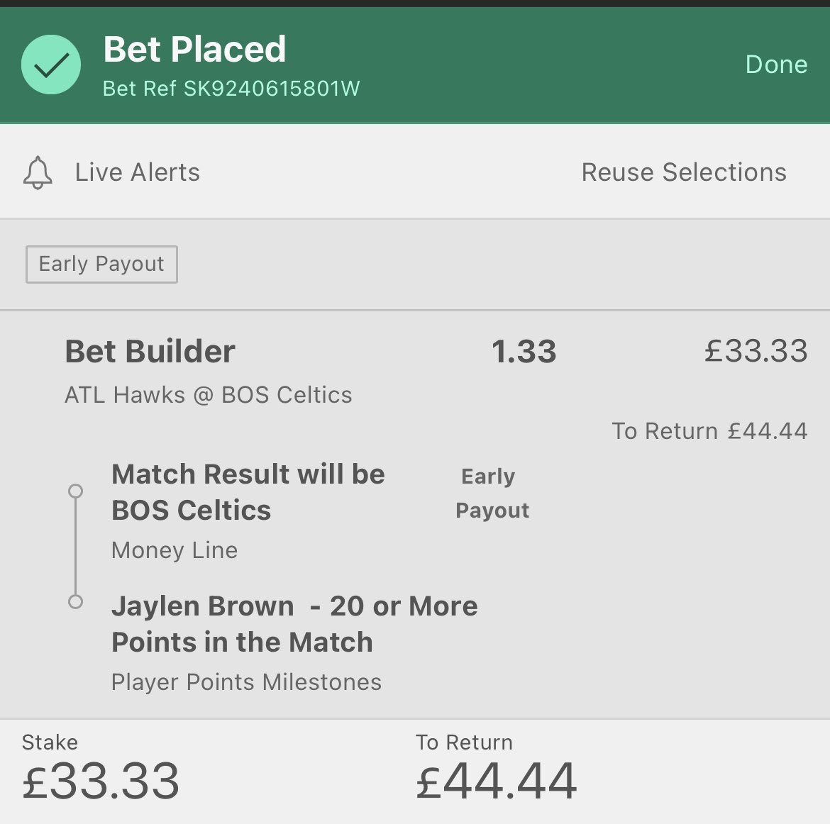 Savvvo7's tweet photo. 🚨BET 2🚨

The Roller continues📈

Celtics are 10pt favourites in this game, have beat the Hawks in 6 straight. And I can’t see them giving up a game at home this series. 

Jaylen Brown has hit 20+ in 57/68 this season. Had 29 last time out vs Hawks. 

#GamblingTwitter https://t.co/heDsqId9VQ