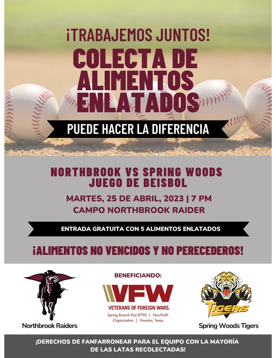 RaidersBooster's tweet photo. Raiders - We are ONE week away from this event. If you cannot make it to the baseball game with your items, you may drop off at the front office or drop off at any of the grade level offices @northbrookhigh! https://t.co/j4vuoBy1D3
