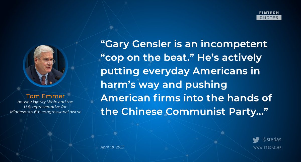 stedas's tweet photo. "Gary Gensler is an incompetent “cop on the beat.”
- Tom Emmer, Congressman

$XRP #crypto #fintech https://t.co/GcgRc5pXAx