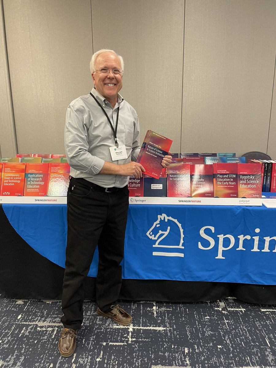 SpringerEdu's tweet photo. William McComas is very proud with his book Nature of Science in Science Instruction. Come and have a look at the Springer table at  #NARST23 salon A https://t.co/gKtgjviMIX