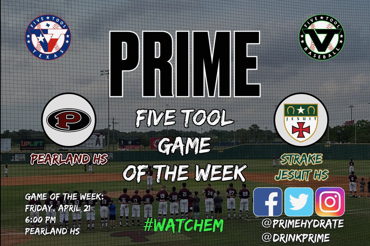 With less &lt;2% deciding the voting, we have decided to split the GOW!

We will be at Horizon HS, 6 PM MST &amp; at Pearland HS, 6 PM CDT on Friday, April 21 for the:

🚨<a href="/PrimeHydrate/">DrinkPrime</a> Five Tool Game of the Week🚨

Feat.

<a href="/ChapBaseball_/">Chaparral Baseball</a> v <a href="/husky_baseball_/">Horizon Husky Baseball</a>
<a href="/OilerBaseball/">Pearland Baseball</a> v <a href="/StrakeJesuit/">Strake Jesuit</a>