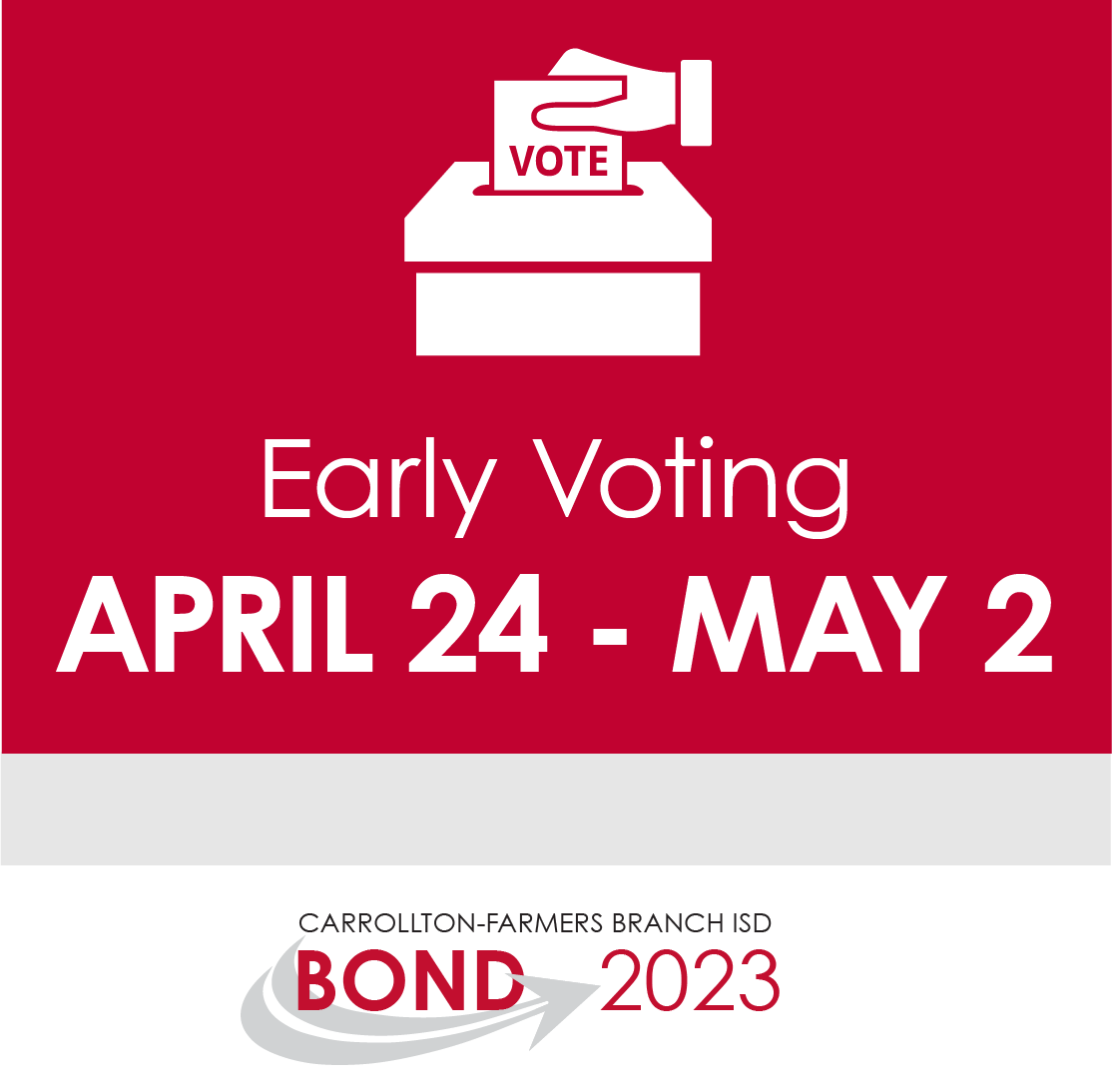 REMINDER: Early Voting is now underway! Have you voted? Share a selfie with your #IVoted sticker below! #CFBvotes #CFBISDBond