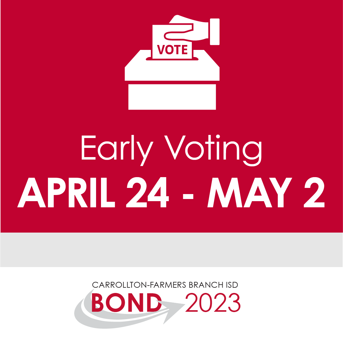 REMINDER: Early Voting is now underway!

Have you voted? Share a selfie with your #IVoted sticker below! #CFBvotes #CFBISDBond