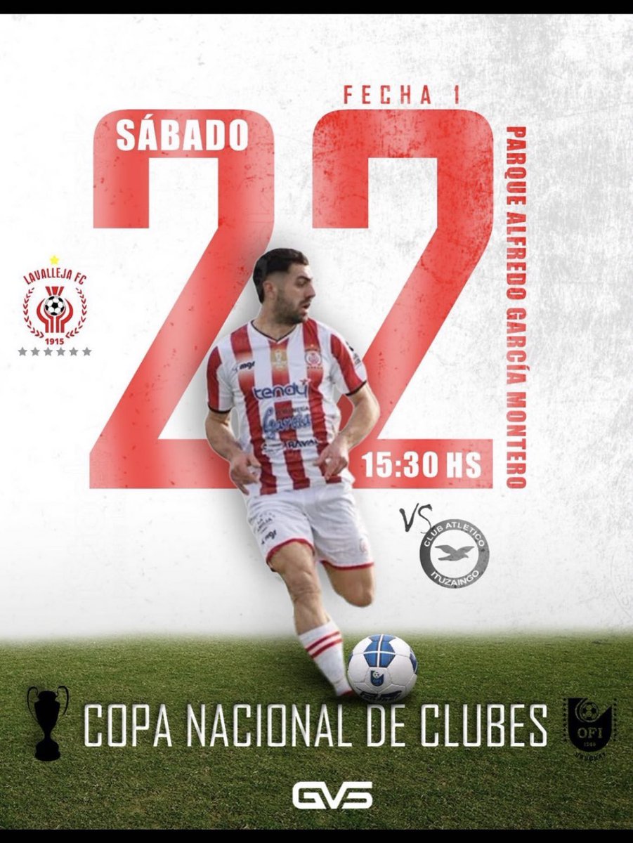 LavallejaFC's tweet photo. Se renueva la ilusión…

🏆 Copa Nacional de Clubes DIV A 🔛
📅 Sábado 22/4
🏟️ Parque Alfredo García Montero
🆚 @CAI_Esports 

Vamos Lavalleja!🔴⚪️ https://t.co/b5rRbof4VS