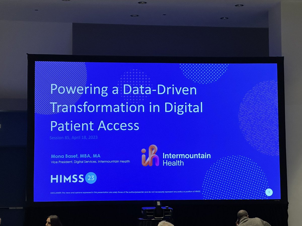 Last seminar for today. A real key aspect of digital transformation understanding the benefits and also at times the negatives for patient access. #HIMSS #HIMSS23 #patientaccess #digital #transformation
