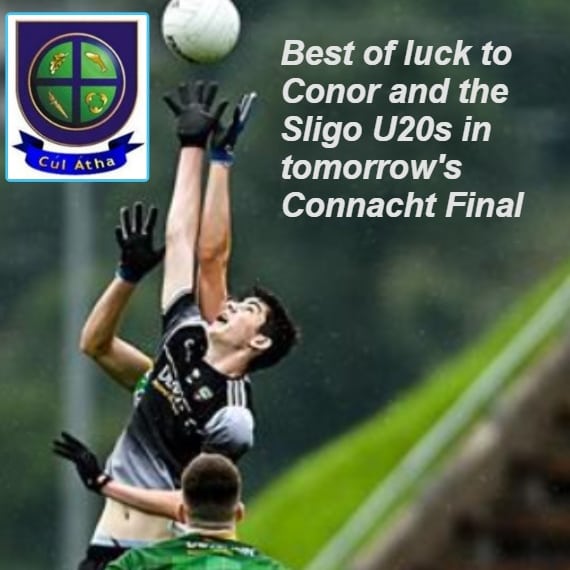 Best of luck to 6th Year student Conor Sheridan,  past pupils Kyle Davey &amp; Conor McMorrow, &amp; all the <a href="/sligogaa/">Sligo GAA</a> u20 players &amp; management in tomorrow evening's Connacht final 🔵🟢⚫⚪🙌