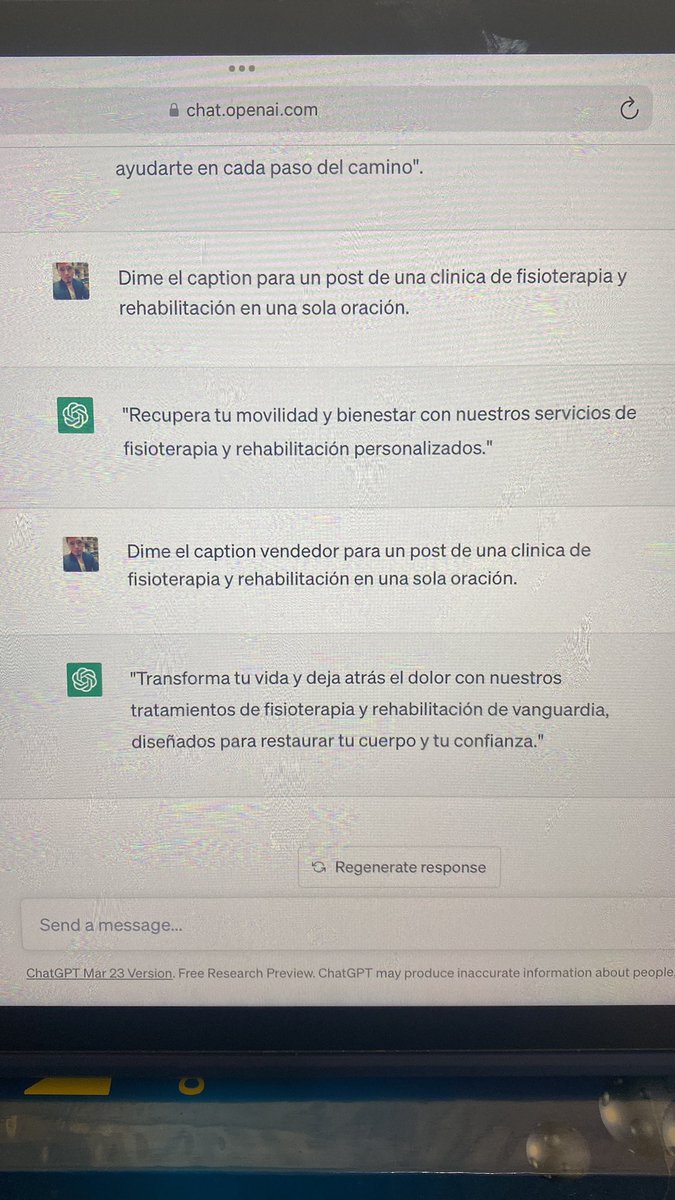 Probando el #ChatGPT … la diferencia entre pedir algo al chat sin conocimientos del área, es mucha. Evidentemente, falta acortar más ese caption, pero ya tengo por donde iniciar.