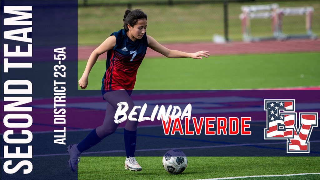 ev_soccer's tweet photo. ⭐️SECOND TEAM ALL-DISTRICT⭐️
Right back Belinda Valverde was a vital part of holding down our defense. She also pushed forward and assisted in creating opportunities in the attack🔥 #7 works hard and never stops! Congrats Belinda! We are so proud of you!! 
📸: @ev_patriotnation https://t.co/d1mp49djI1