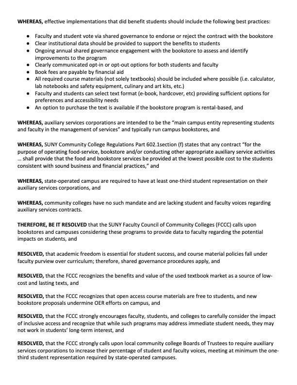 Community Colleges, Auxillary Services (FSA), and Bookstores are adopting (or have adopted) 'Inclusive Access" (a.k.a. First Dy Books/First Day Completes) programs. 

The FCCC passed a resolution regarding such programs on April 1, 2023.