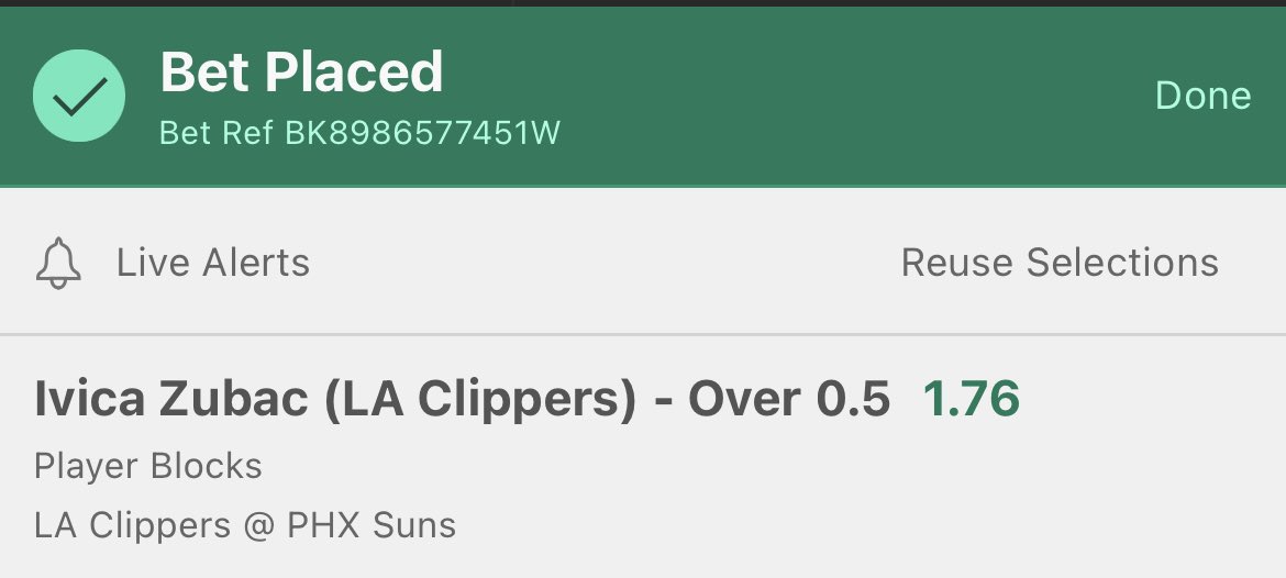 Savvvo7's tweet photo. 🇺🇸LA Clippers vs PHX Suns

💰2.00u

Zubac has had a block in 56/77 games this season (73%). 

He’s also hit this in L14/18 and L8/10. 

#GamblingTwitter #NBA https://t.co/7oFMbNY0yj