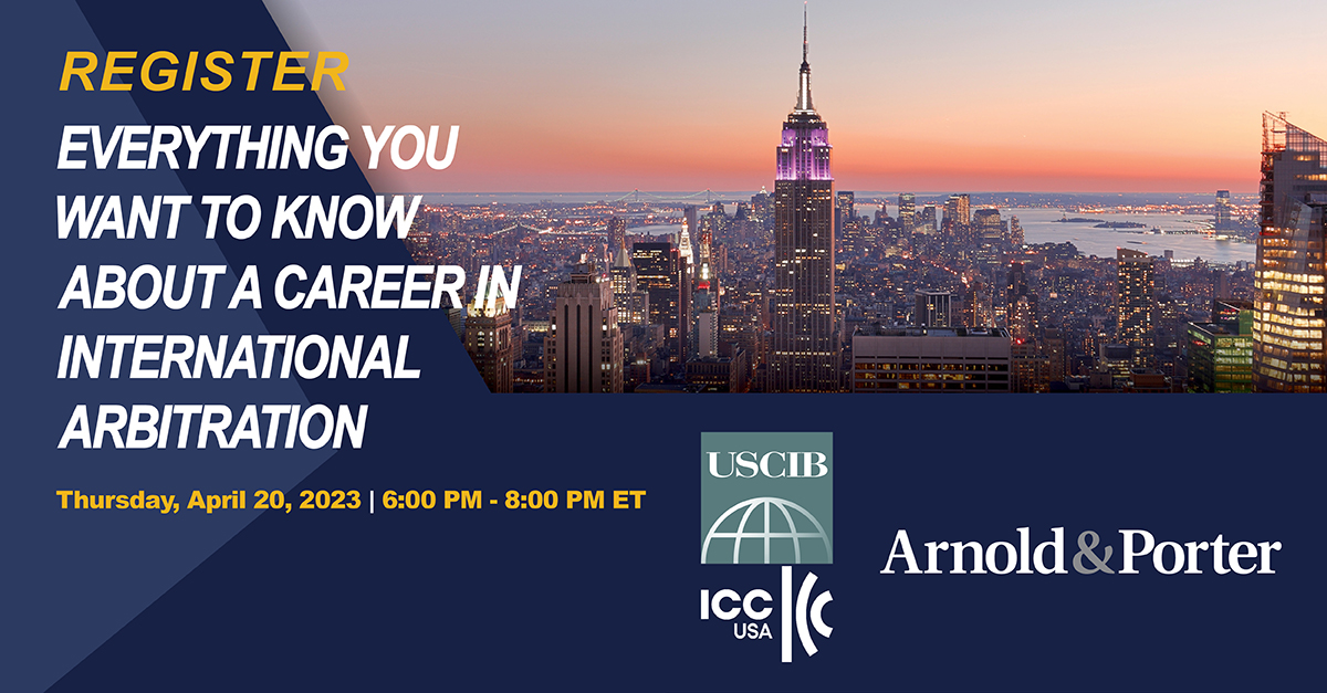 What is #internationalarbitration and what kind of work does it entail? 

<a href="/USCIB/">US Council for International Business (USCIB)</a>/<a href="/ICC_arbitration/">ICC Arbitration</a> + Arnold &amp; Porter are proud to organize this Town Hall Style event which will provide an insider's view into the practice of international arbitration ➡️ bit.ly/3oqAZmE