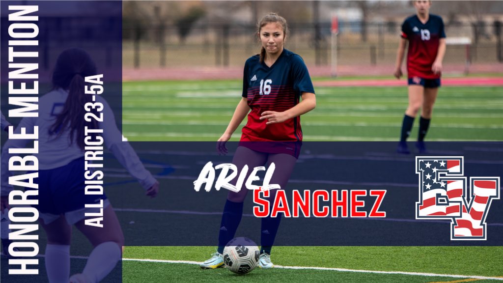 ⭐️HONORABLE MENTION⭐️ Sophomore Ariel Sanchez was a force to be reckoned with in the center of the field!🔥 We’re excited about what she’ll accomplish her junior and senior years! Congrats Ariel! We are so proud of you!! 📸: @ev_patriotnation