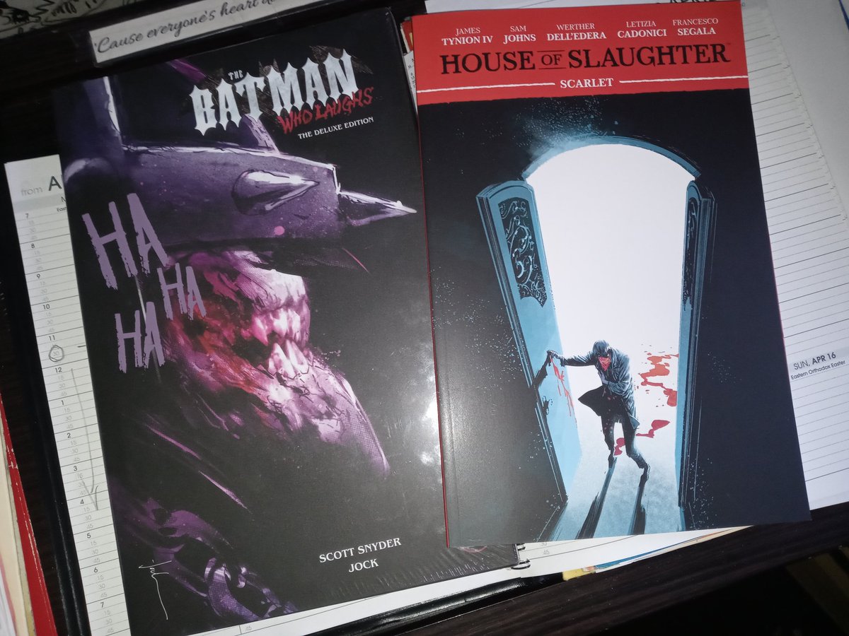 grabbed the new hardcover deluxe edt of #TheBatmanWhoLaughed & (now that I'm current on #SomethingsKillingTheChildren)I wanna start #HouseOfSlaughter but I only.found vol.2 hopefully get vol.1 tomorrow at LCS* #readcomicbooks