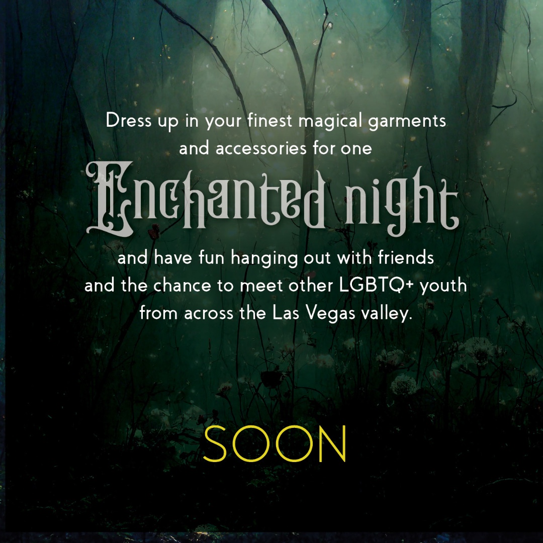 An ENCHANTING announcement is coming tomorrow!🏳️‍🌈💃🏳️‍⚧️🕺Stay tuned #LGBTQIA youth in the Vegas valley!
.
.
.
#thecenterlvevents #youth #lgbtqyouth #lgbtqiayouth #lasvegaspride