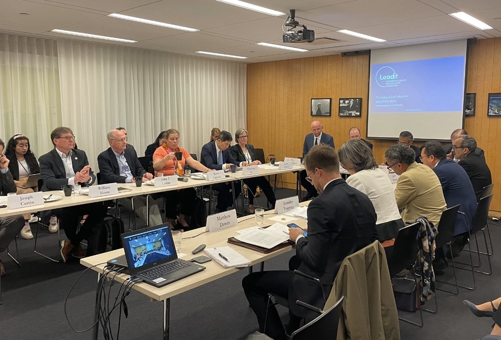 SwedenUN's tweet photo. At #LeadIT @UN #FFD2023 side event, 🇸🇪 and 🇮🇳 co-hosted round table dialogue with multilateral organizations, investors and LeadIT members, exploring funding for decarbonising heavy industry in the global south 🤝💡 https://t.co/jg9fzfJxaN