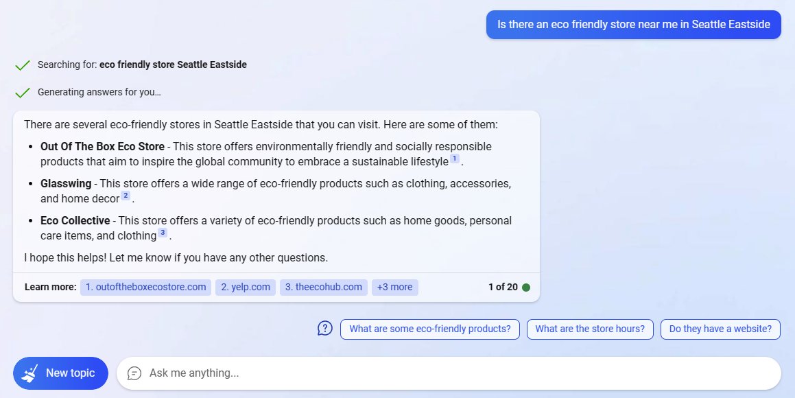 I asked @Bing to find an eco-friendly store near me and it listed outoftheboxecostore.com first! 
If you are on Seattle Eastside and are looking for solutions to live more sustainably, come celebrate #earthday2023 this Saturday in our @cityofIssaquah Downtown store with 15% off