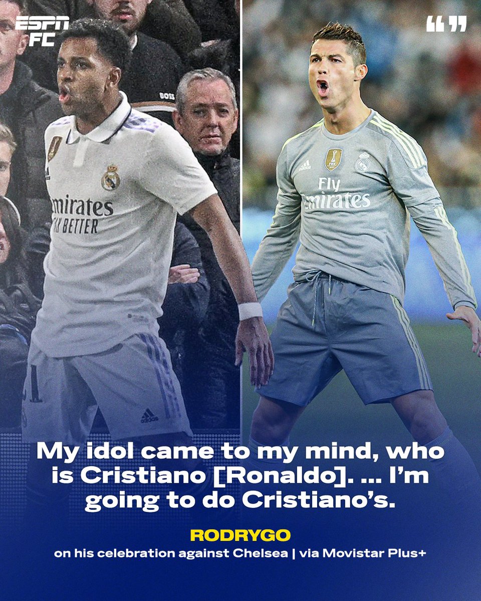 ESPNFC's tweet photo. Rodrygo hit the 'SIUUU' in honor of his idol 🐐🤍 https://t.co/gTAWbtRqkI