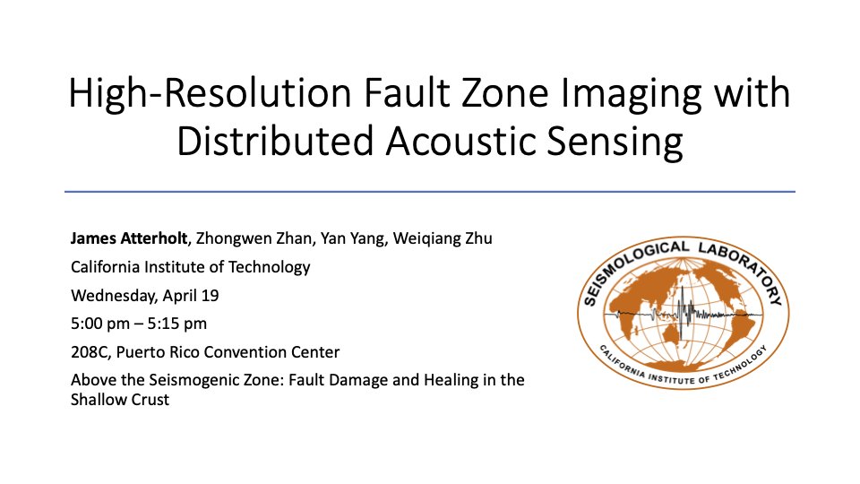 jimatterholt's tweet photo. I'll be giving a talk tomorrow at SSA on my work imaging the Garlock Fault Zone from the shallow subsurface to seismogenic depth with DAS. It's a collaborative effort with @ZhongwenZhan, @yanyang000, and Weiqiang Zhu. Come check it out if you're interested! https://t.co/0gQpbfVujZ
