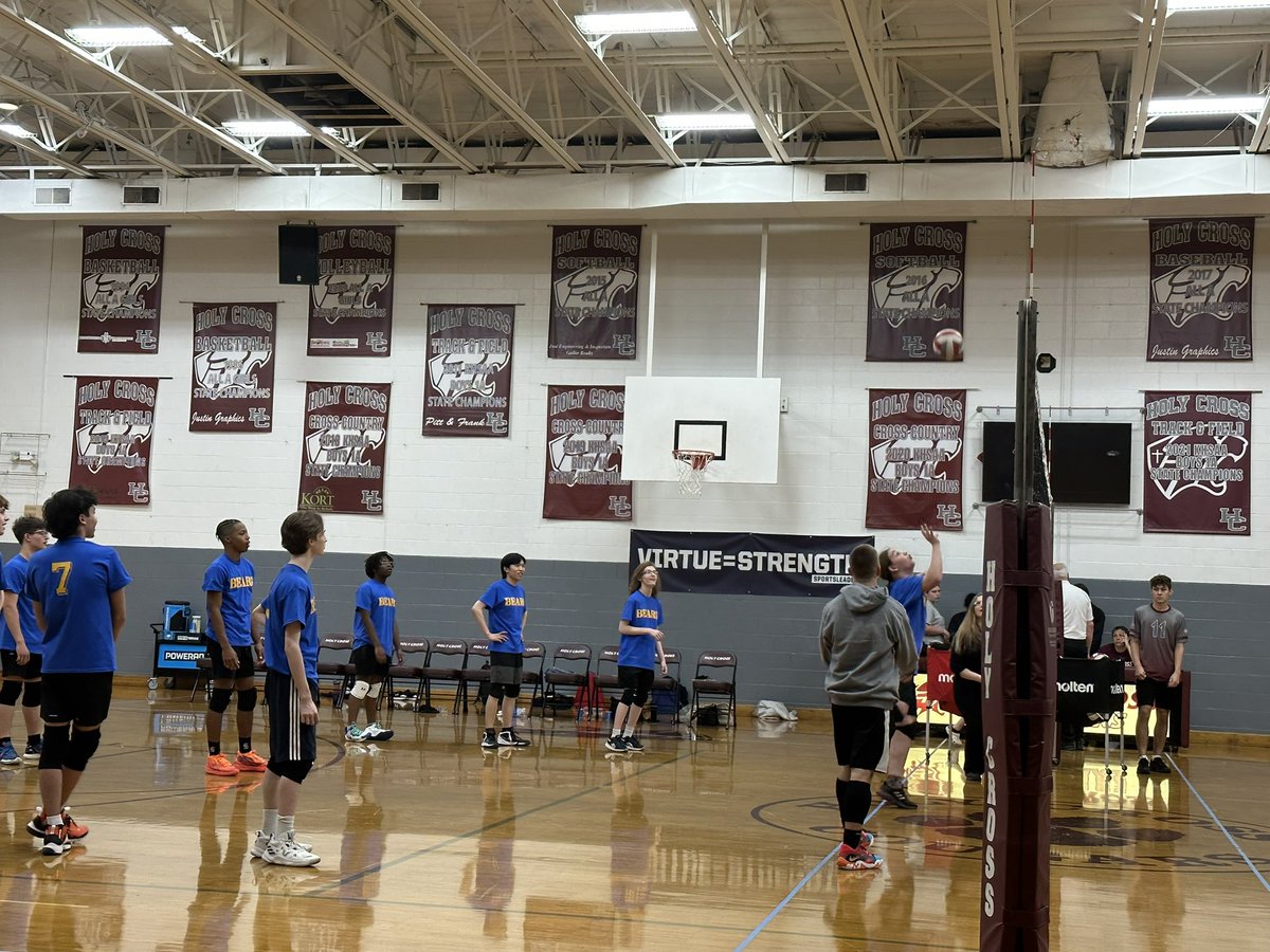 jleonard1318's tweet photo. Our boys volleyball team is playing their first game ever at Holy Cross. Go Bears!!
@Brown_Principal @AprilBr1908 https://t.co/w5Knj7ksR7