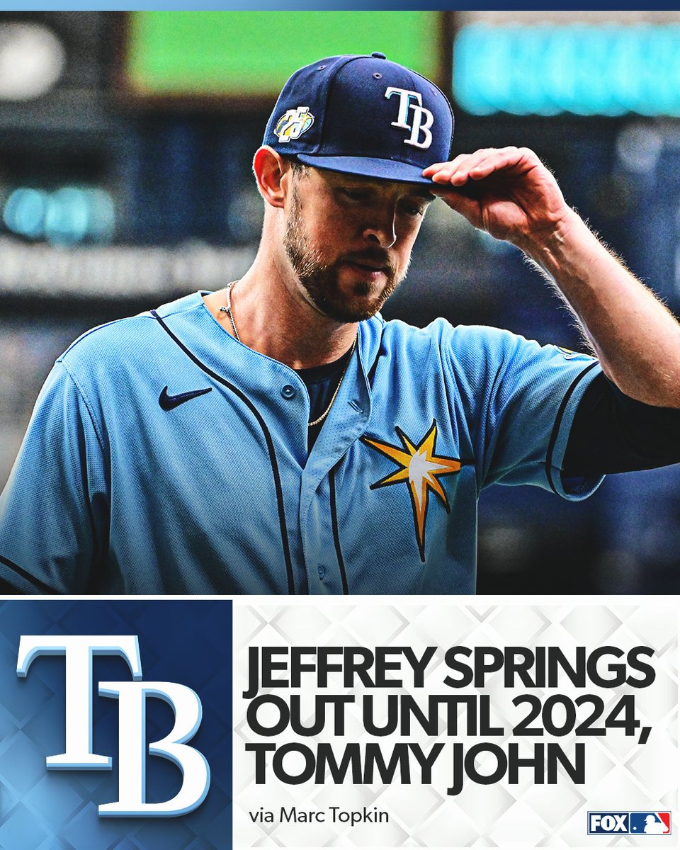 MLBONFOX's tweet photo. Jeffrey Springs is expected to have Tommy John surgery, and will be out until 2024 per @TBTimes_Rays. https://t.co/dldJ8A8qjP