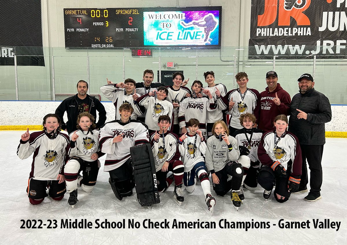 ILMSHockey's tweet photo. Congratulations to Garnet Valley Middle School hockey team for winning the middle school No Check American Championship @Ice_Line @GarnetValleyMS https://t.co/nmaDx3iWsD