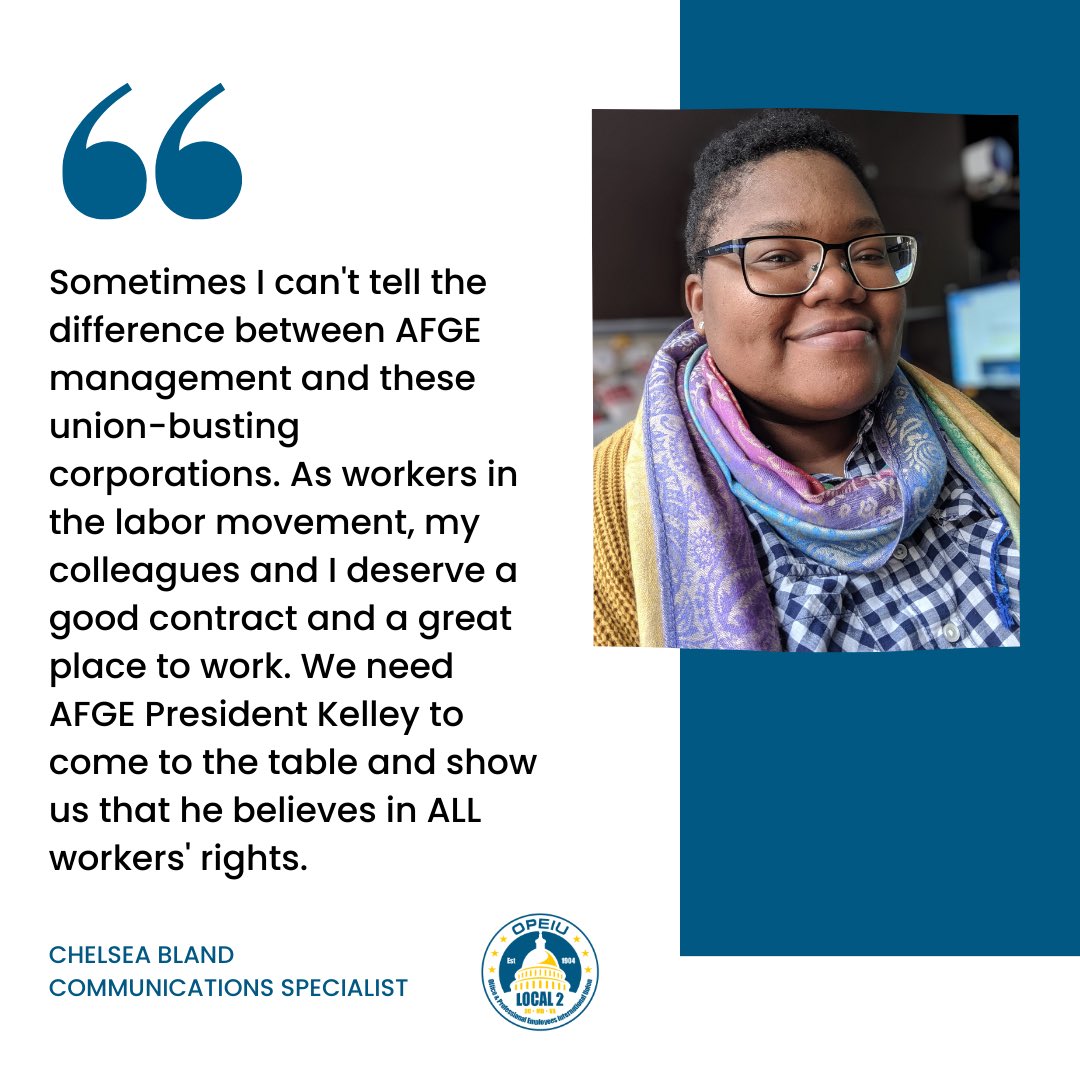 AFGEStaffUnited's tweet photo. We need AFGE and President Kelley to come to the table and show us that they believe in ALL workers’ rights. #AFGEWorkersDemandGoodContract #UnionRightsforUnionStaff #1u
https://t.co/8RRIaOyd6m https://t.co/EPpjrUNotQ