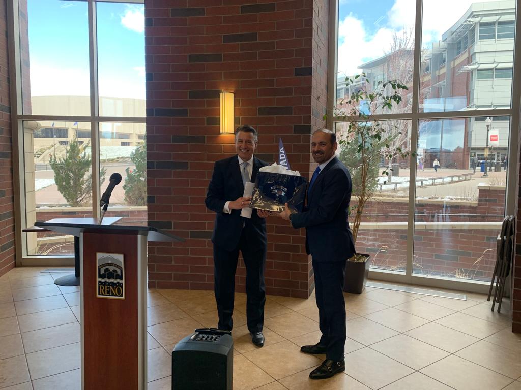Pres_Sandoval's tweet photo. Great to have been a part of the Nevada Battery Coalition's business roundtable today with @MayorSchieve and @dilawar. Proud that our university is contributing to northern Nevada's essential role in the global lithium supply chain #LithiumLoop #GoPack https://t.co/opJFZpU1M5