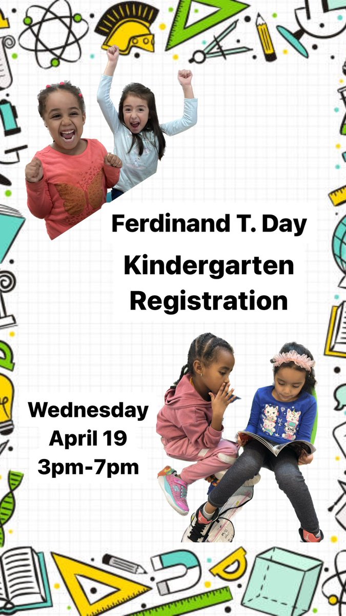 FerdinandTDayES's tweet photo. Kindergarten Registration begins tomorrow on-site Wednesday, April 19th 3pm-7pm and after by appointment ONLY!
Visit the ACPS registration website to know what documents you need to bring.
https://t.co/9pgZSphXGN https://t.co/jVl56XX4dA