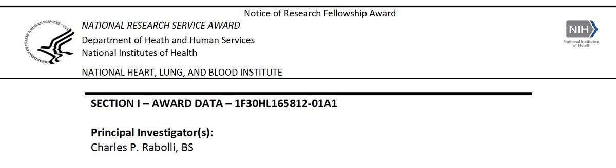 CRabolli's tweet photo. I'm ecstatic to share that I've officially received my Notice of Award from @nih_nhlbi for my F30! So so thankful to the entire Accornero Lab and my reference letter writers @TamarGurMDPhD @CLerchenmueller and Dr. Rene Schloss! @OhioStateMSTP @OhioStateDHLRI https://t.co/katjjds8hx