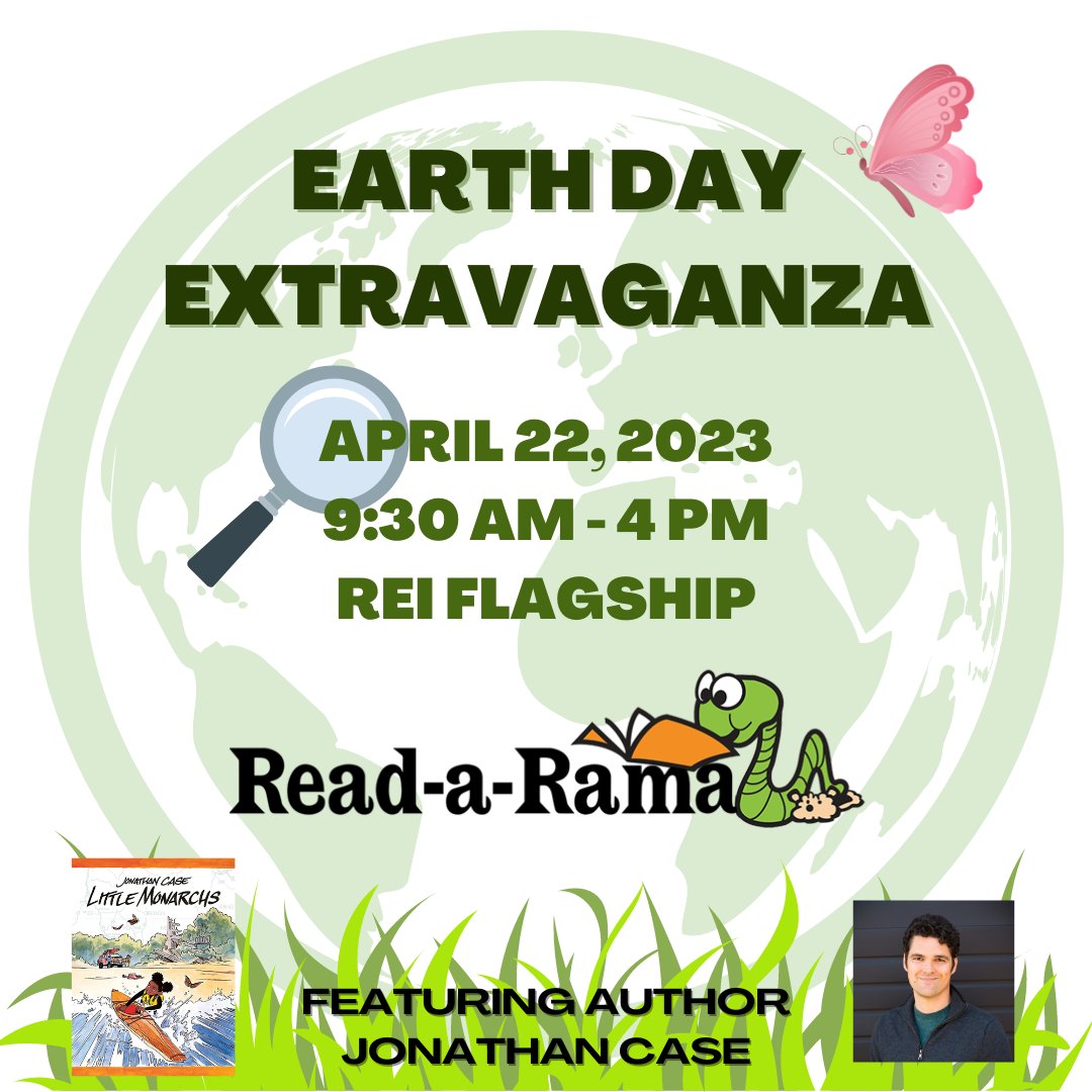 campreadarama's tweet photo. Our next Camp Read-a-Rama event, Earth Day Extravaganza, is THIS SATURDAY at the REI Flagship location. Registration is open until tomorrow- sign up now at the link below!🌍🐛
https://t.co/oAMM5PmGR7

 @Jonathan_Case 
#campreadarama #readarama #earthday #seattleevents https://t.co/h9Zi0JZIGM
