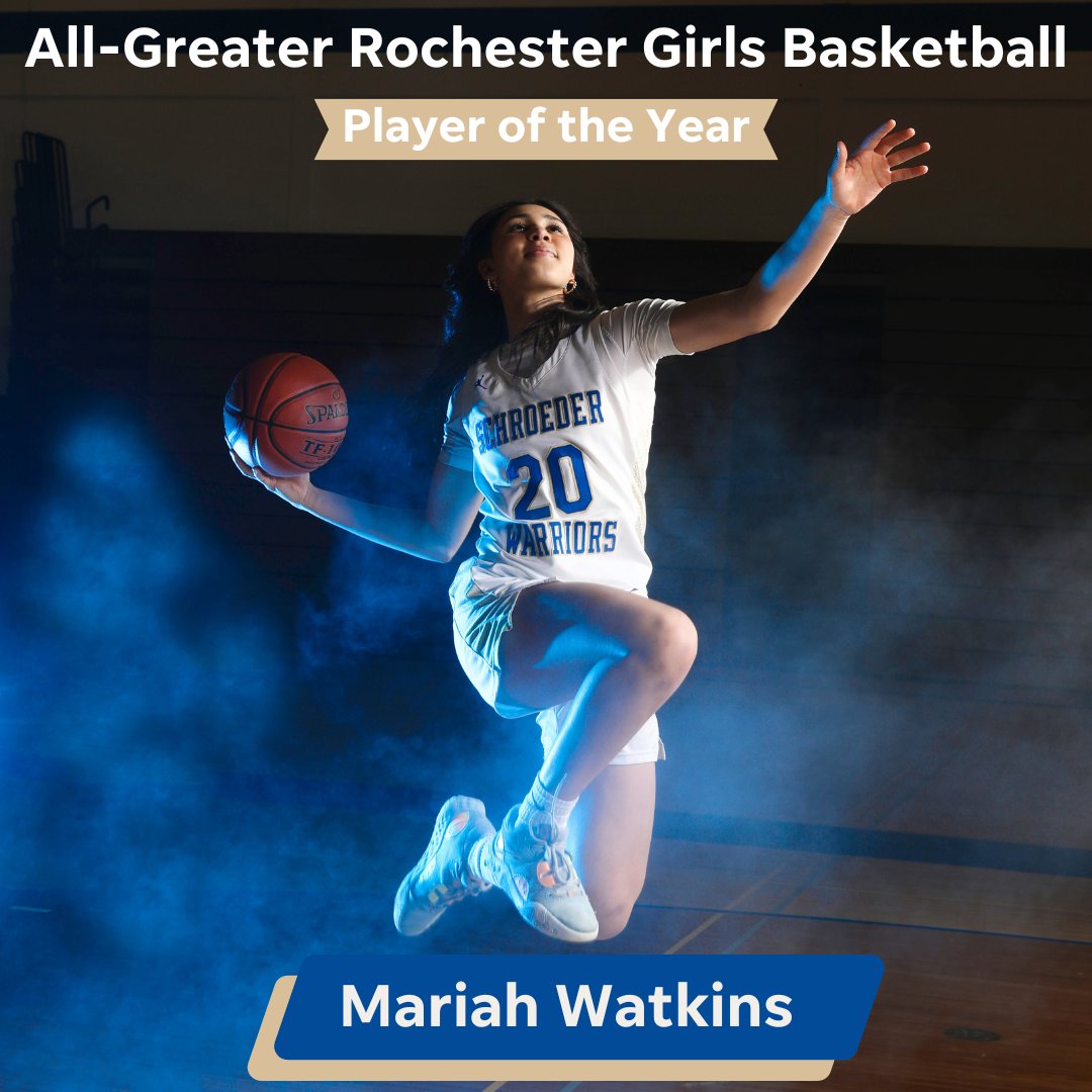 DandC's tweet photo. The ultimate Warrior. 🏀🏆 

Mariah Watkins led Webster Schroeder to its first Section V title since 1976, the Class AA state title, and averaged 24 points and 10 rebounds this season.

https://t.co/oPVJh9YHws https://t.co/Ucc9UxAJxj